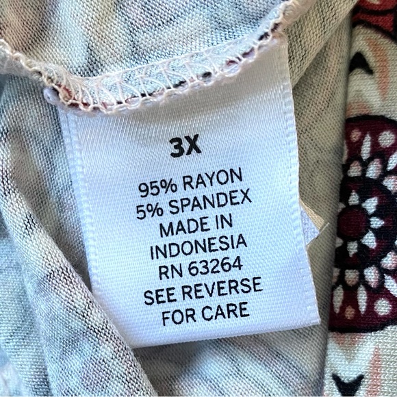 Dressbarn Women's Multicolor Floral Patterned V-Neck Relaxed Fit Top Size 3X NEW - Picture 9 of 10